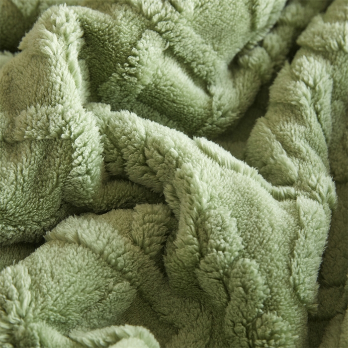 91家纺网 家纺一手货源 找家纺 喜歌2025新款塔芙蓉毛毯 抹茶绿