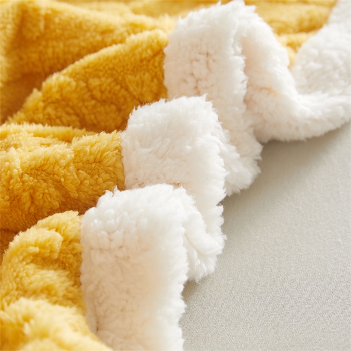 91家纺网 家纺一手货源 找家纺 喜歌2025新款塔芙蓉毛毯 柠檬黄