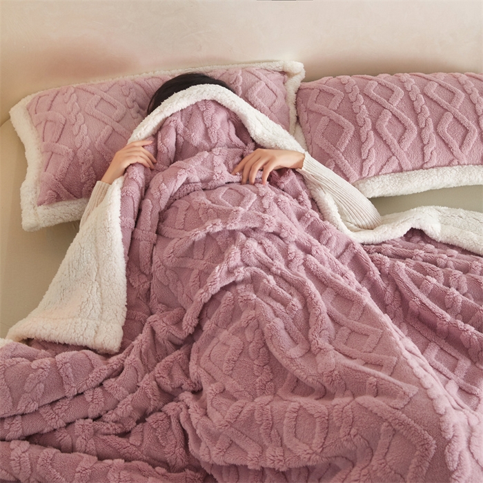 91家纺网 家纺一手货源 找家纺 喜歌2025新款塔芙蓉毛毯 香芋紫