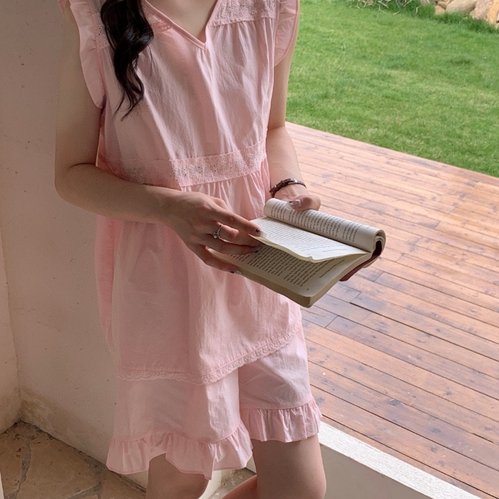 91家纺网 家纺一手货源 找家纺 （总）妍景家居生活馆 2025新款25662-韩系无袖V领套装