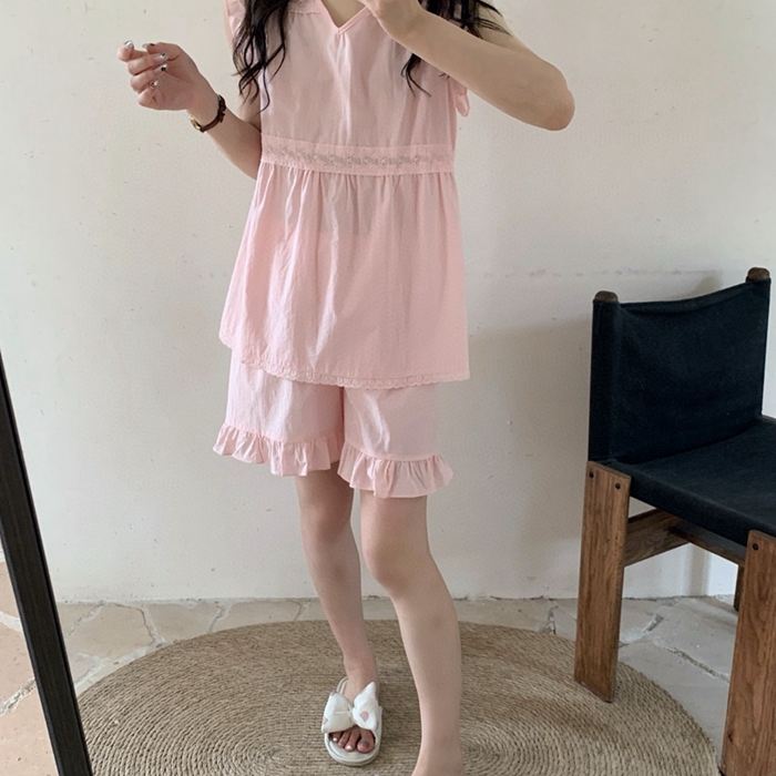 91家纺网 家纺一手货源 找家纺 （总）妍景家居生活馆 2025新款25662-韩系无袖V领套装