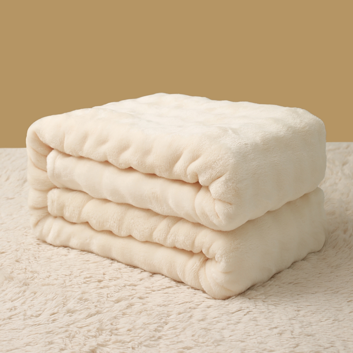 91家纺网 家纺一手货源 找家纺 喜歌2025新款泡泡绒毛毯 奶白色