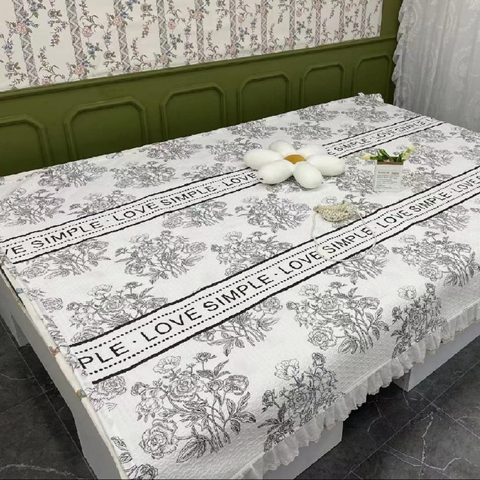 91家纺网 家纺一手货源 找家纺 （总）禧瑞谷 2025新款全棉纯棉双层花边绗缝夹棉榻榻米支持定制农村大炕盖