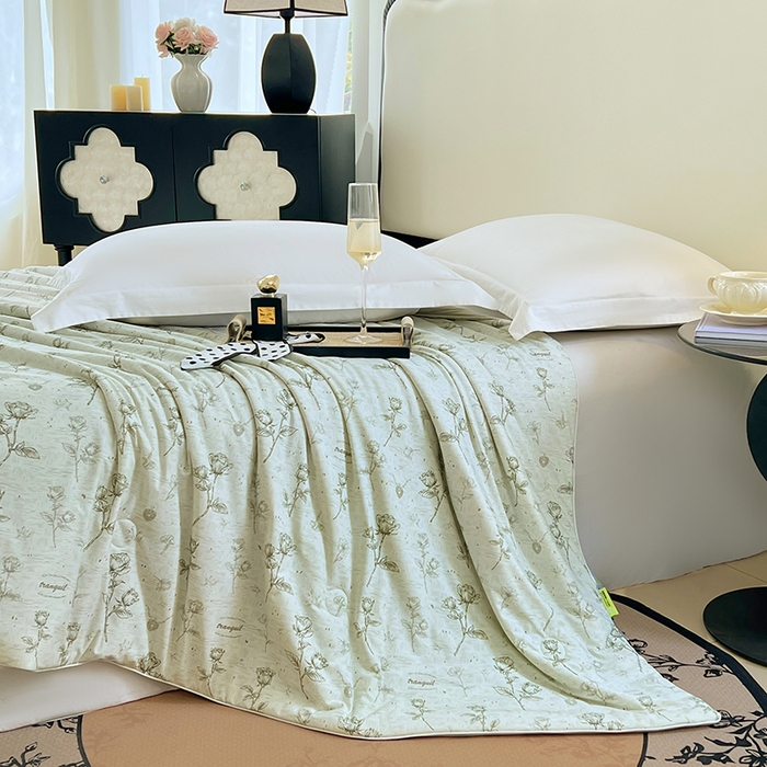 91家纺网 家纺一手货源 找家纺 2025年新款A类数码印花夏凉被 凉感丝锦氨夏被冰淇淋夏被空调被西瓜被双面凉感单夏被墨染