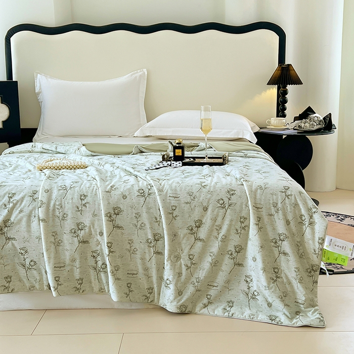 91家纺网 家纺一手货源 找家纺 2025年新款A类数码印花夏凉被 凉感丝锦氨夏被冰淇淋夏被空调被西瓜被双面凉感单夏被墨染