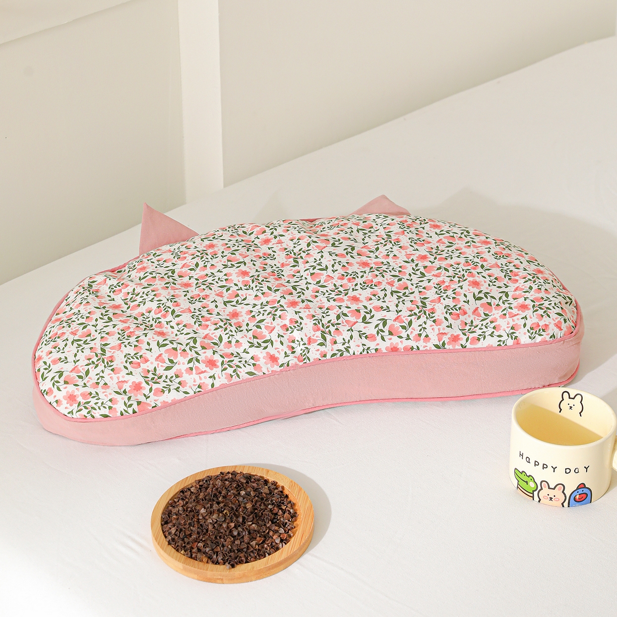 91家纺网 家纺一手货源 找家纺 （总）卓昌枕芯 2025新款韩式全棉猫耳全荞麦壳可拆洗枕头