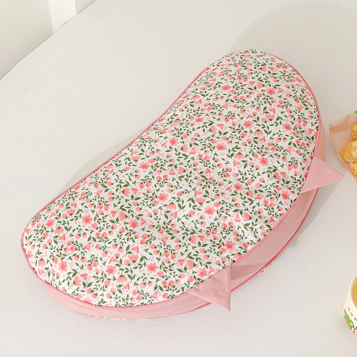 91家纺网 家纺一手货源 找家纺 卓昌枕芯 2025新款韩式全棉猫耳全荞麦壳可拆洗枕头 全棉猫耳枕-粉耳粉底 55x30cm枕套加苦荞壳内芯/对