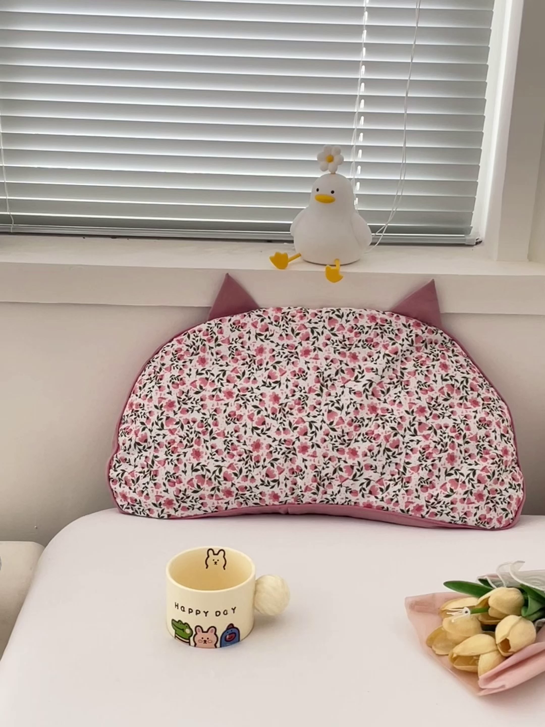 91家纺网 家纺一手货源 找家纺 卓昌枕芯 2025新款韩式全棉猫耳全荞麦壳可拆洗枕头 全棉猫耳枕-粉耳粉底 55x30cm枕套加甜荞壳内芯/对