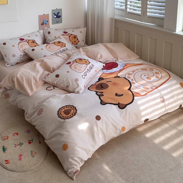 91家纺网 家纺一手货源 找家纺 徕米家居 2025新款全棉13372大阪卡皮吧啦套件 蛋糕卡皮吧啦