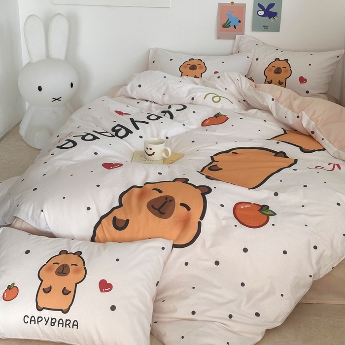 91家纺网 家纺一手货源 找家纺 徕米家居 2025新款全棉13372大阪卡皮吧啦套件 萌新卡皮吧啦