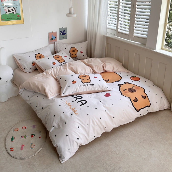 91家纺网 家纺一手货源 找家纺 徕米家居 2025新款全棉13372大阪卡皮吧啦套件 萌新卡皮吧啦