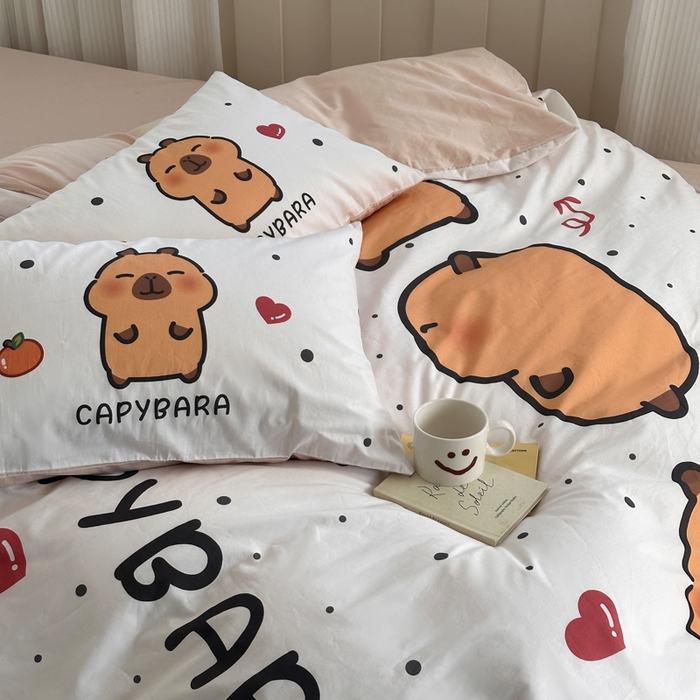 91家纺网 家纺一手货源 找家纺 徕米家居 2025新款全棉13372大阪卡皮吧啦套件 萌新卡皮吧啦