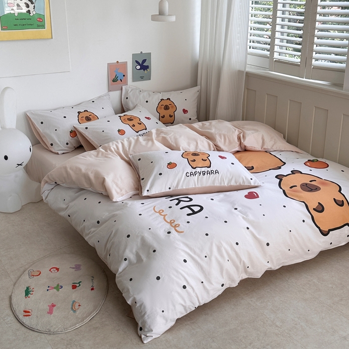 91家纺网 家纺一手货源 找家纺 徕米家居 2025新款全棉13372大阪卡皮吧啦套件 萌新卡皮吧啦