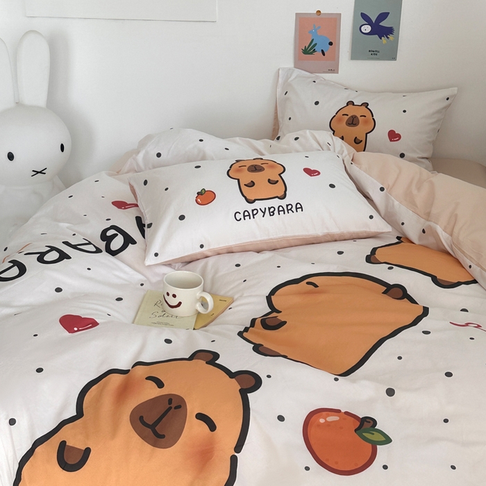 91家纺网 家纺一手货源 找家纺 徕米家居 2025新款全棉13372大阪卡皮吧啦套件 萌新卡皮吧啦