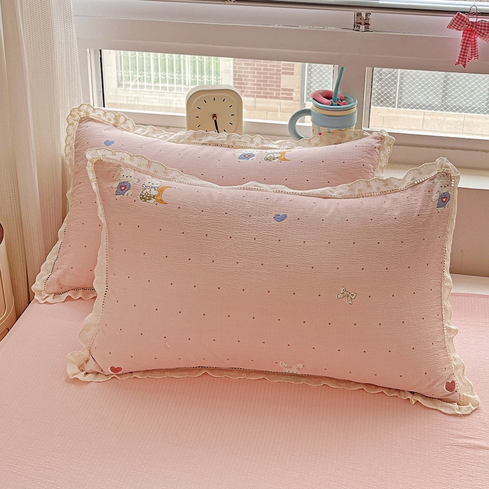 91家纺网 家纺一手货源 找家纺 2025新款云感皱皱纱全棉花边款夏被四件套