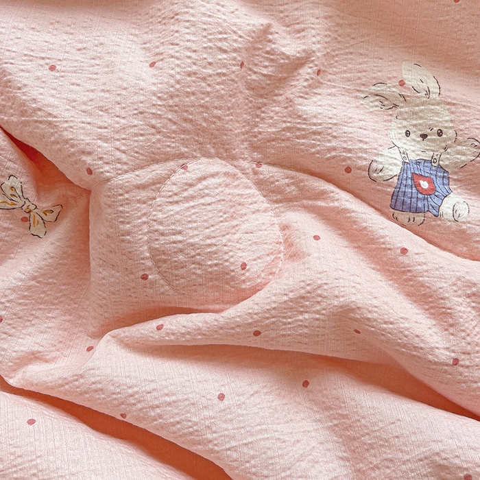 91家纺网 家纺一手货源 找家纺 2025新款云感皱皱纱全棉花边款夏被四件套