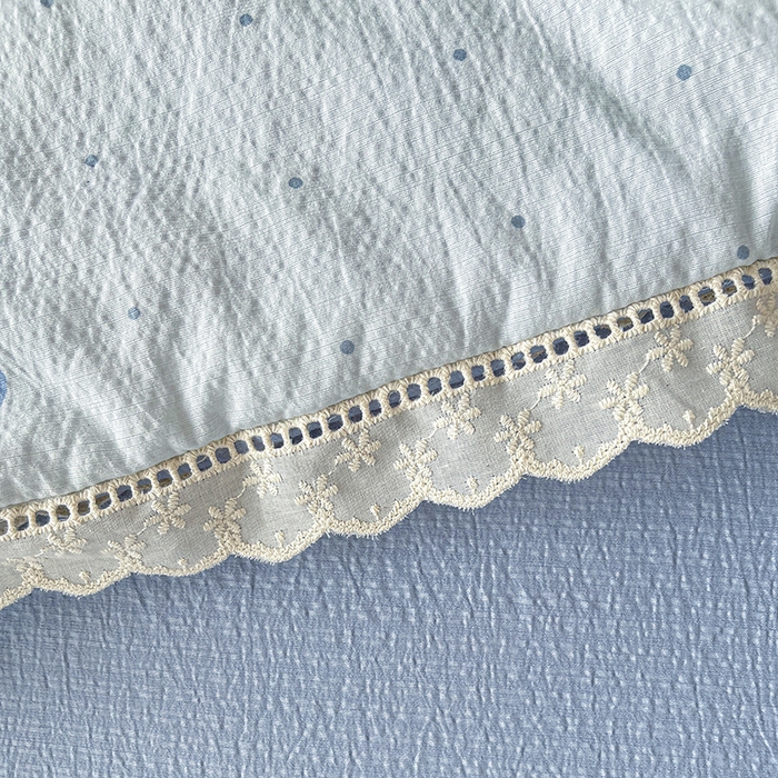 91家纺网 家纺一手货源 找家纺 2025新款云感皱皱纱全棉花边款夏被四件套