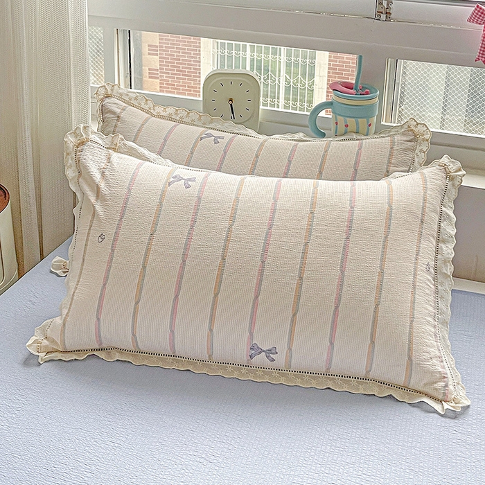 91家纺网 家纺一手货源 找家纺 2025新款云感皱皱纱全棉花边款夏被四件套