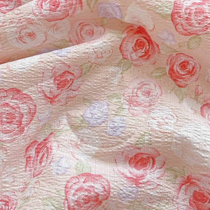 91家纺网 家纺一手货源 找家纺 2025新款云感皱皱纱全棉花边款夏被四件套