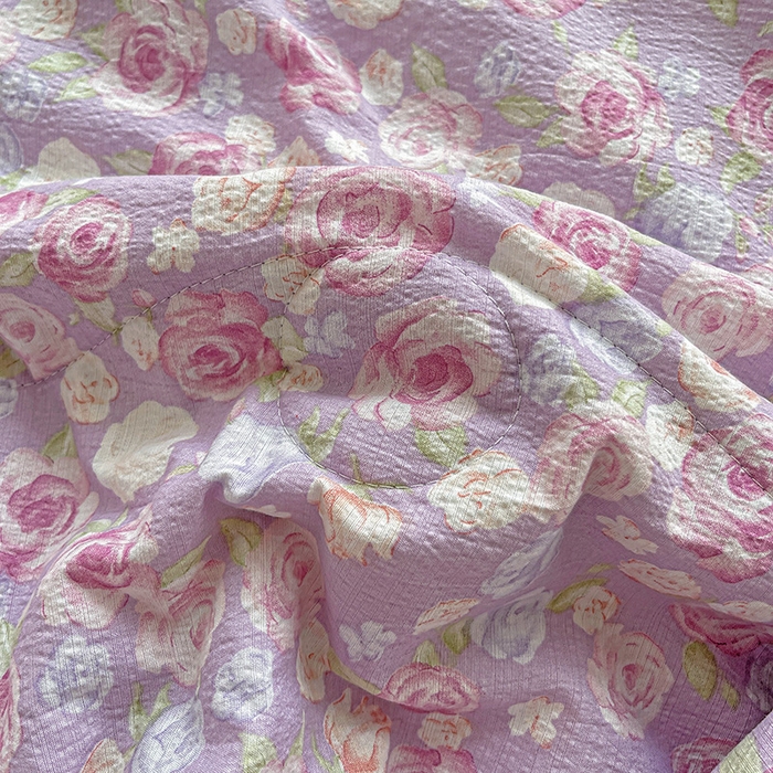 91家纺网 家纺一手货源 找家纺 2025新款云感皱皱纱全棉花边款夏被四件套