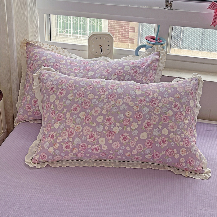 91家纺网 家纺一手货源 找家纺 2025新款云感皱皱纱全棉花边款夏被四件套