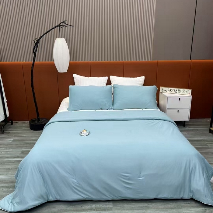 仲旺居家纺 2025新款牛奶针织棉夏被三件套 兰绿