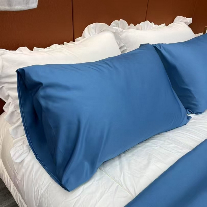 91家纺网 家纺一手货源 找家纺 仲旺居家纺  2025新款臻丝缎夏被三件套 宝石蓝