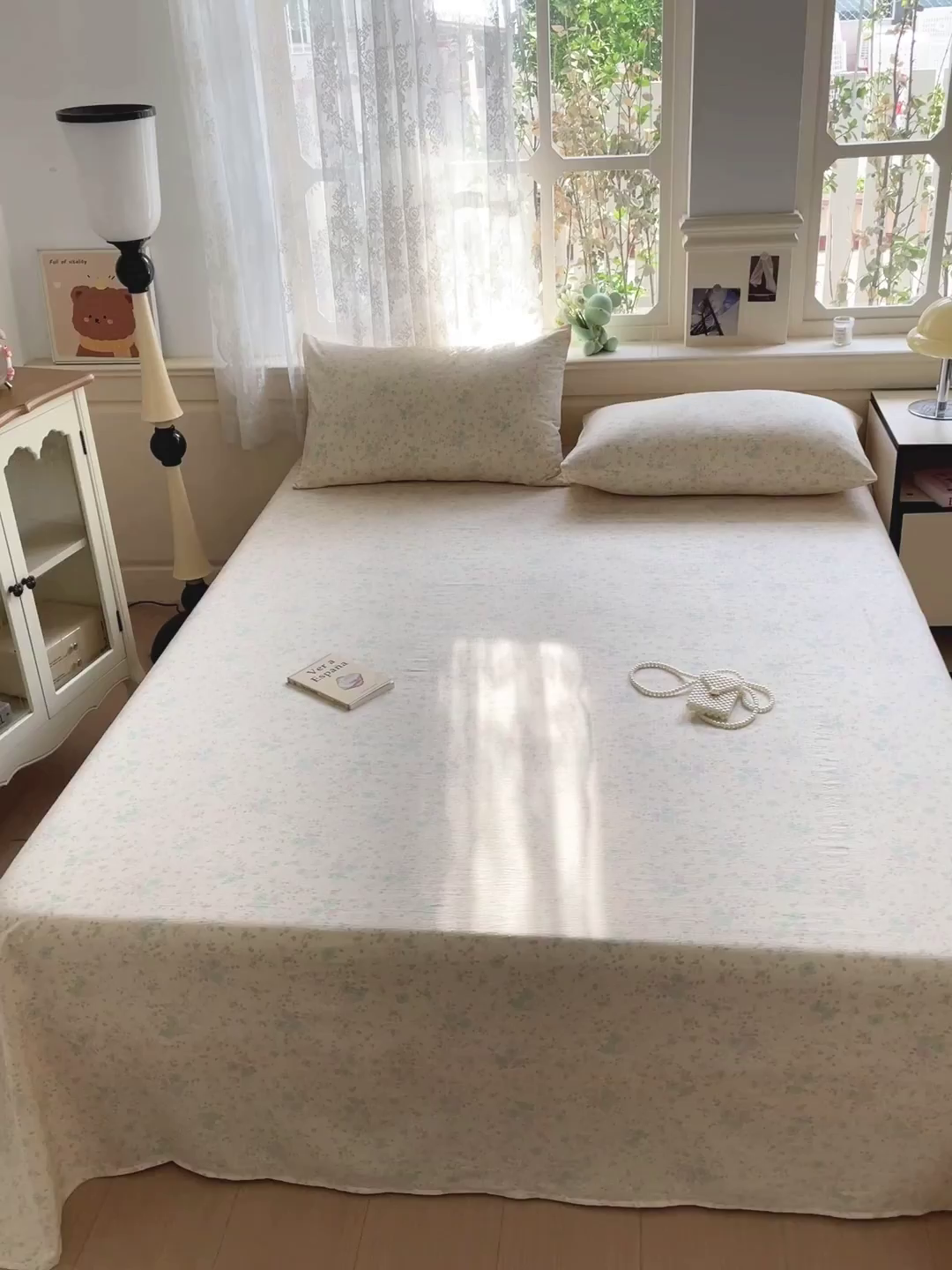 91家纺网 家纺一手货源 找家纺 暖芯优选 2025新款母婴级ins小清新双层纱印花床单枕套三件套（提供买家秀） 浮生半暖