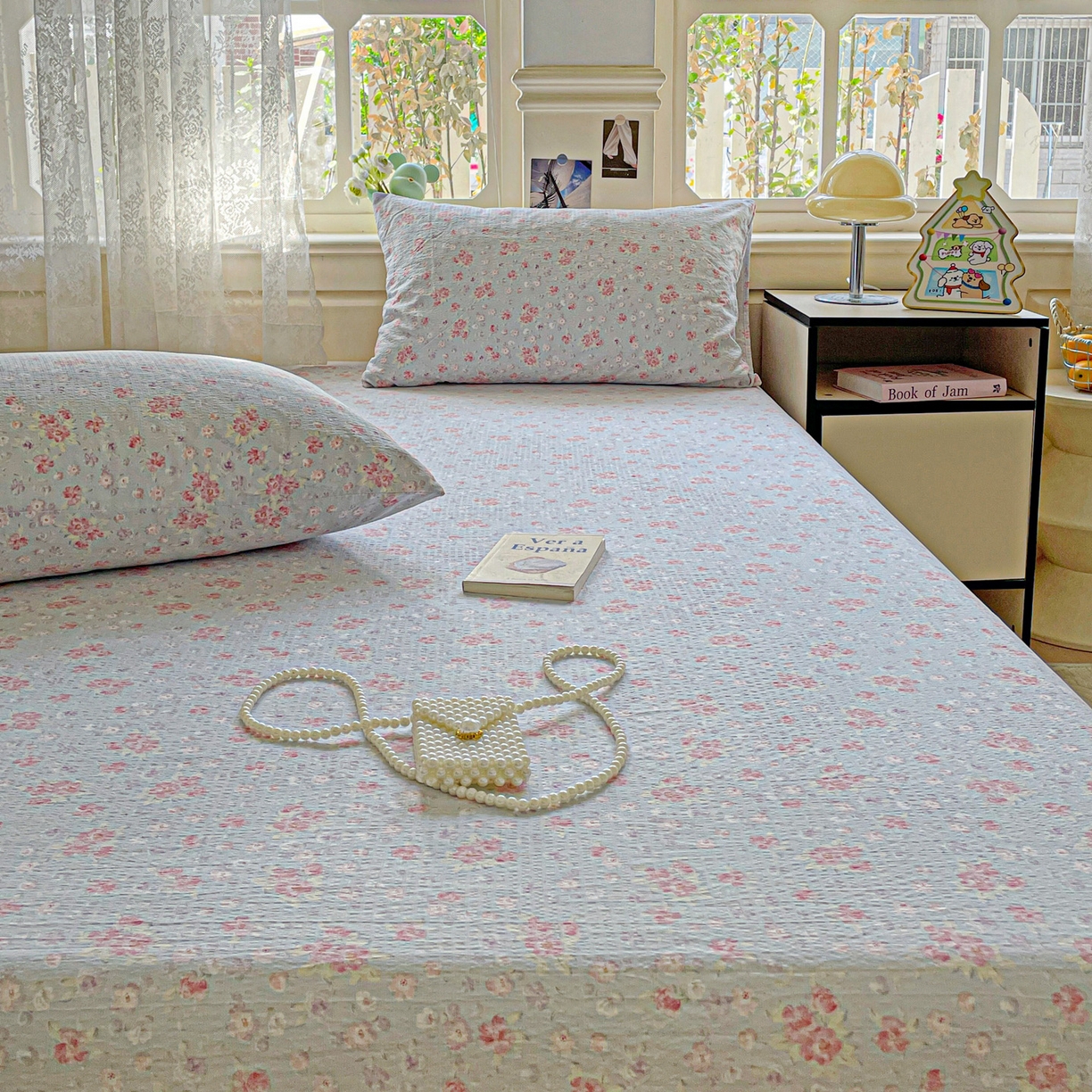 91家纺网 家纺一手货源 找家纺 暖芯优选 2025新款母婴级ins小清新双层纱印花床单枕套三件套（提供买家秀） 洛城时光