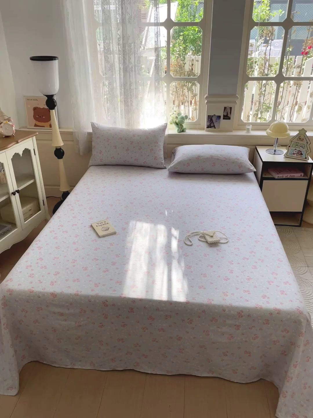 91家纺网 家纺一手货源 找家纺 暖芯优选 2025新款母婴级ins小清新双层纱印花床单枕套三件套（提供买家秀） 洛城时光