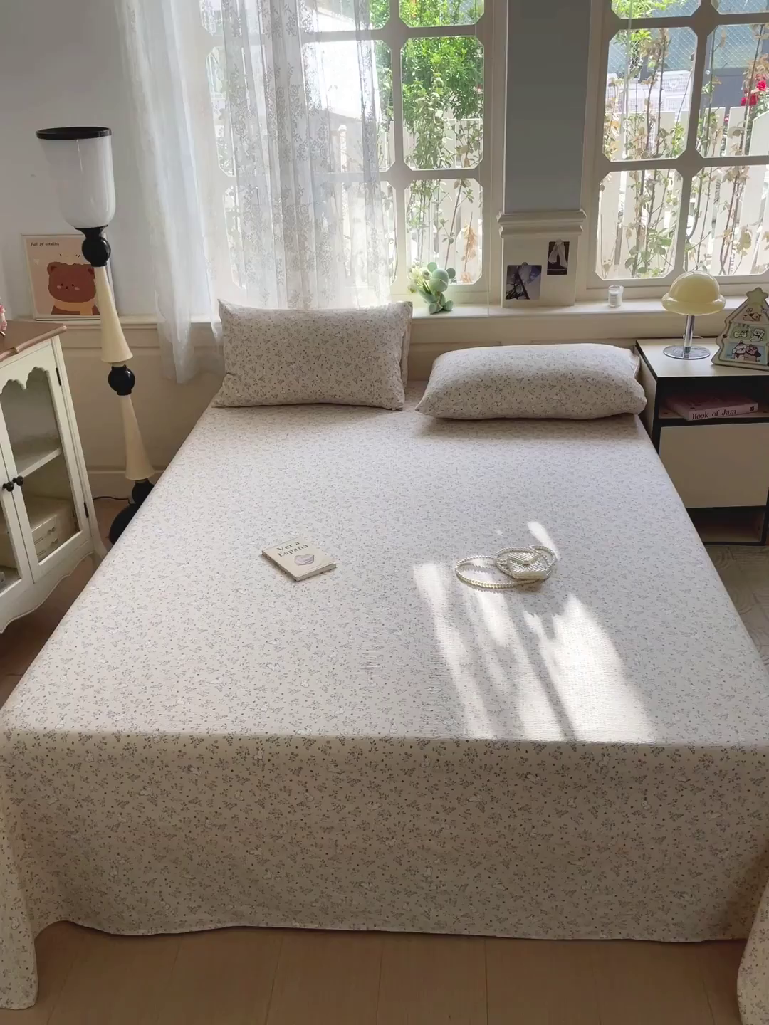 91家纺网 家纺一手货源 找家纺 暖芯优选 2025新款母婴级ins小清新双层纱印花床单枕套三件套（提供买家秀） 田园萌兔