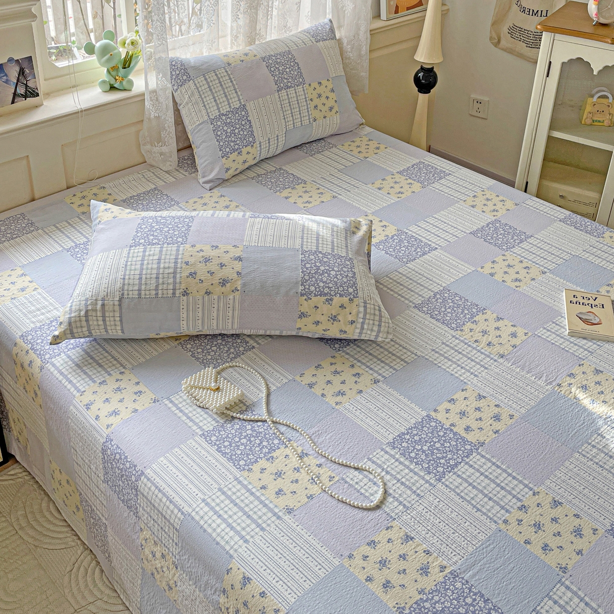 91家纺网 家纺一手货源 找家纺 暖芯优选 2025新款母婴级ins小清新双层纱印花床单枕套三件套（提供买家秀） 亚特兰地