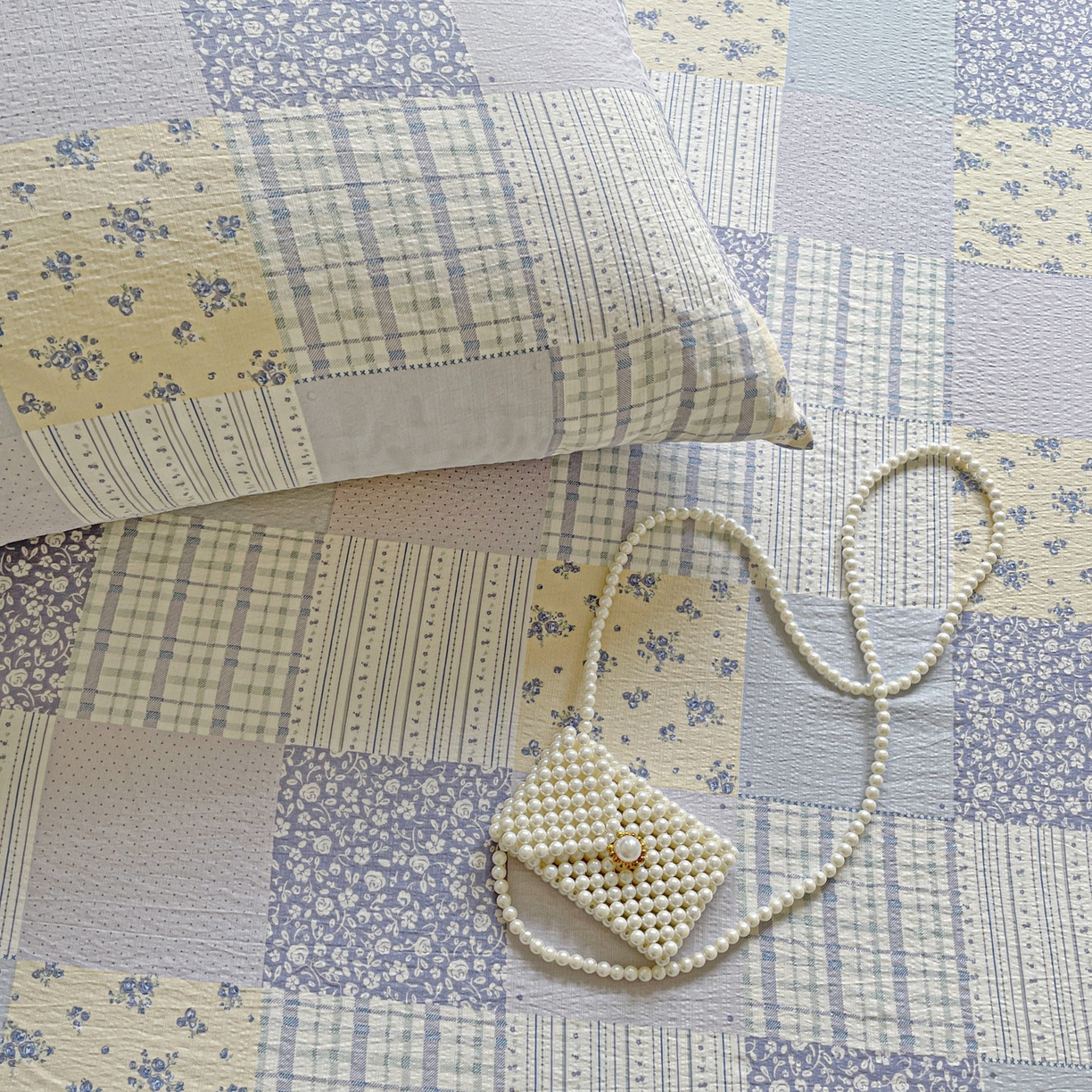 91家纺网 家纺一手货源 找家纺 暖芯优选 2025新款母婴级ins小清新双层纱印花床单枕套三件套（提供买家秀） 亚特兰地