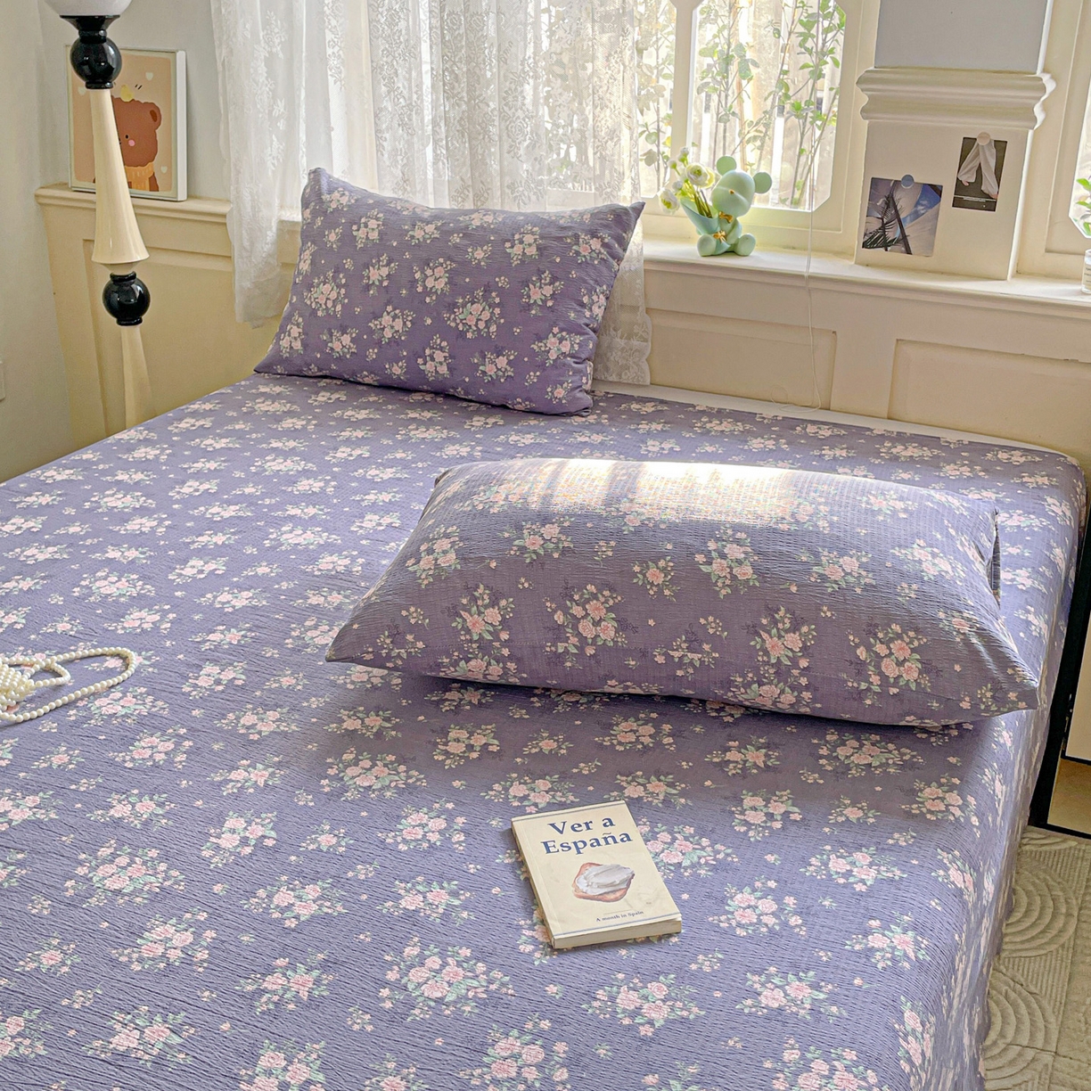 91家纺网 家纺一手货源 找家纺 暖芯优选 2025新款母婴级ins小清新双层纱印花床单枕套三件套（提供买家秀） 竹烟波月