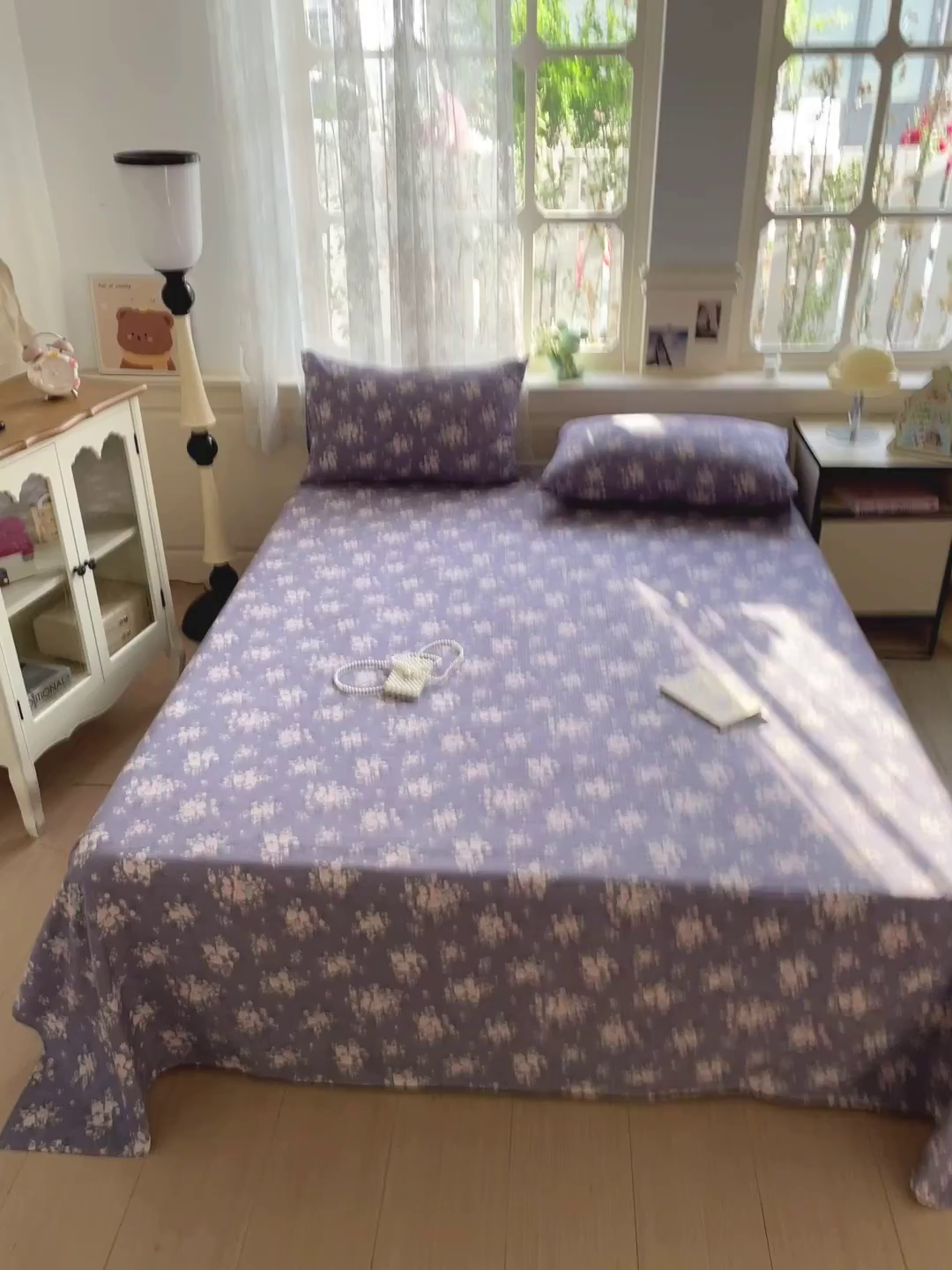 91家纺网 家纺一手货源 找家纺 暖芯优选 2025新款母婴级ins小清新双层纱印花床单枕套三件套（提供买家秀） 竹烟波月