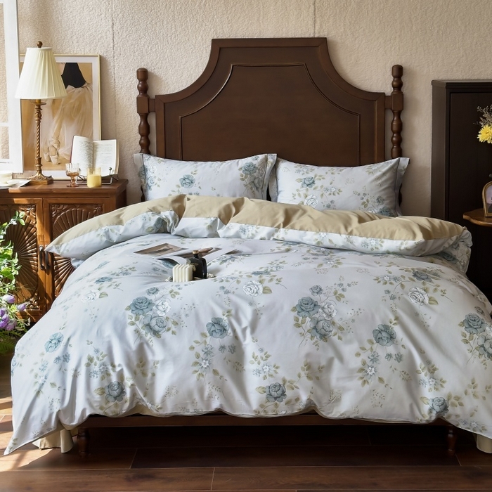 91家纺网 家纺一手货源 找家纺 由丽家纺 2025年5月柔棉全棉纯棉数码印花床单床笠款四件套（控价券后199起） 池苑-绿