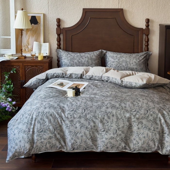 91家纺网 家纺一手货源 找家纺 由丽家纺 2025年5月柔棉全棉纯棉数码印花床单床笠款四件套（控价券后199起） 花景枝-绿