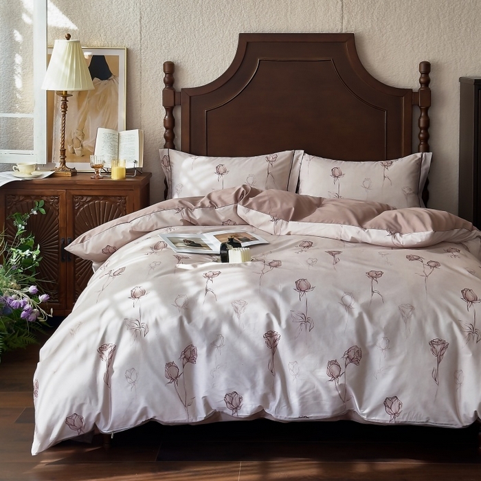 91家纺网 家纺一手货源 找家纺 由丽家纺 2025年5月柔棉全棉纯棉数码印花床单床笠款四件套（控价券后199起） 花穗 粉