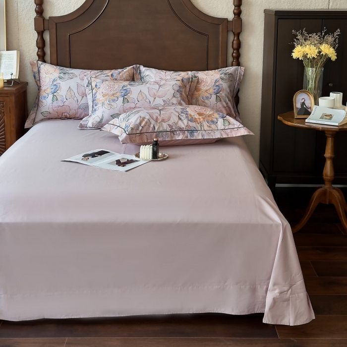 91家纺网 家纺一手货源 找家纺 由丽家纺 2025年5月柔棉全棉纯棉数码印花床单床笠款四件套（控价券后199起） 朝颜-蓝