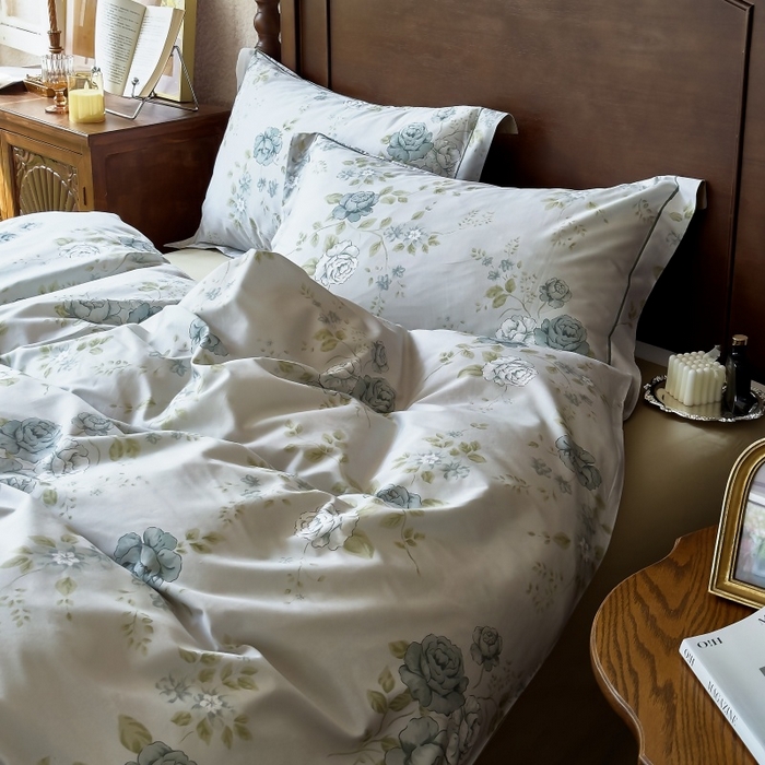 91家纺网 家纺一手货源 找家纺 由丽家纺 2025年5月柔棉全棉纯棉数码印花床单床笠款四件套（控价券后199起） 池苑-绿