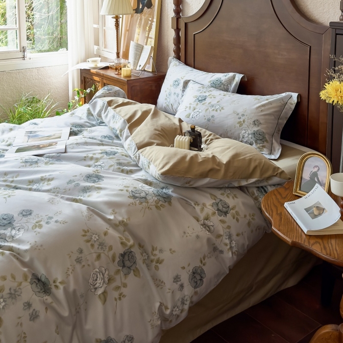 91家纺网 家纺一手货源 找家纺 由丽家纺 2025年5月柔棉全棉纯棉数码印花床单床笠款四件套（控价券后199起） 池苑-绿