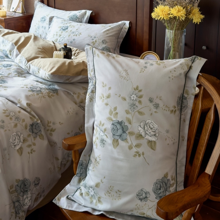 91家纺网 家纺一手货源 找家纺 由丽家纺 2025年5月柔棉全棉纯棉数码印花床单床笠款四件套（控价券后199起） 池苑-绿