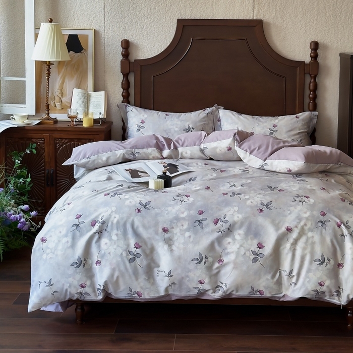 91家纺网 家纺一手货源 找家纺 由丽家纺 2025年5月柔棉全棉纯棉数码印花床单床笠款四件套（控价券后199起） 初柔-紫