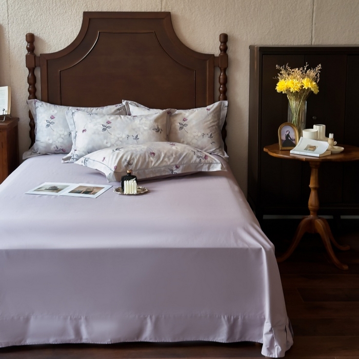 91家纺网 家纺一手货源 找家纺 由丽家纺 2025年5月柔棉全棉纯棉数码印花床单床笠款四件套（控价券后199起） 初柔-紫