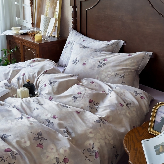 91家纺网 家纺一手货源 找家纺 由丽家纺 2025年5月柔棉全棉纯棉数码印花床单床笠款四件套（控价券后199起） 初柔-紫
