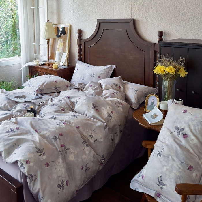 91家纺网 家纺一手货源 找家纺 由丽家纺 2025年5月柔棉全棉纯棉数码印花床单床笠款四件套（控价券后199起） 初柔-紫
