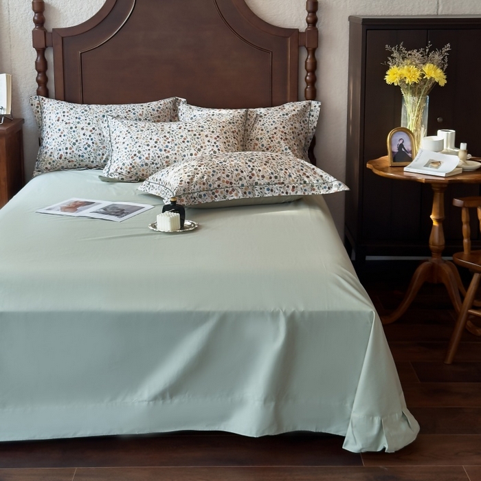 91家纺网 家纺一手货源 找家纺 由丽家纺 2025年5月柔棉全棉纯棉数码印花床单床笠款四件套（控价券后199起） 椿山集-绿