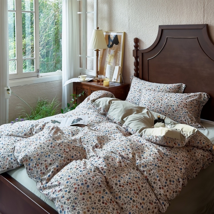 91家纺网 家纺一手货源 找家纺 由丽家纺 2025年5月柔棉全棉纯棉数码印花床单床笠款四件套（控价券后199起） 椿山集-绿