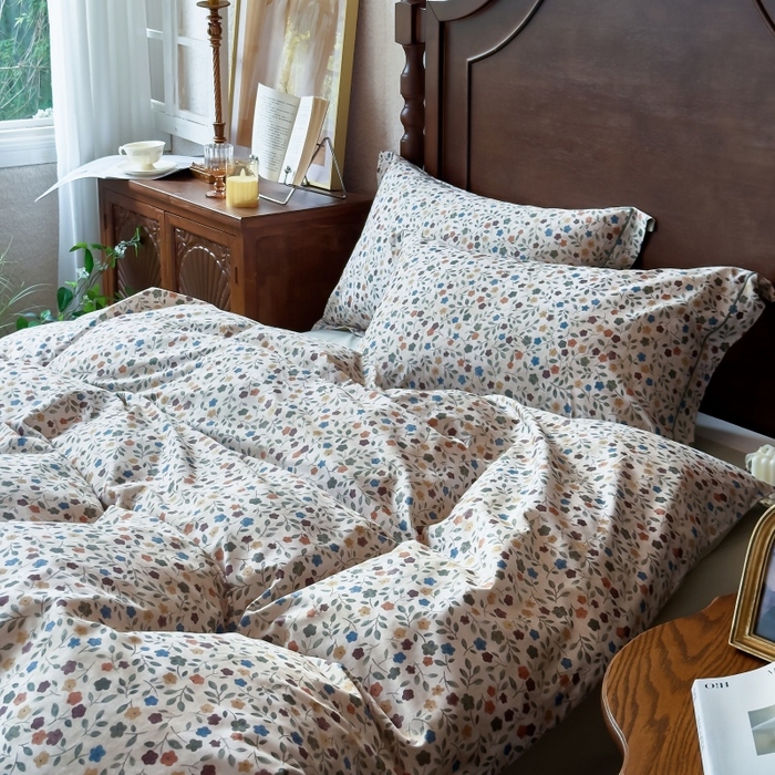 91家纺网 家纺一手货源 找家纺 由丽家纺 2025年5月柔棉全棉纯棉数码印花床单床笠款四件套（控价券后199起） 椿山集-绿