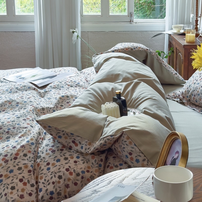 91家纺网 家纺一手货源 找家纺 由丽家纺 2025年5月柔棉全棉纯棉数码印花床单床笠款四件套（控价券后199起） 椿山集-绿